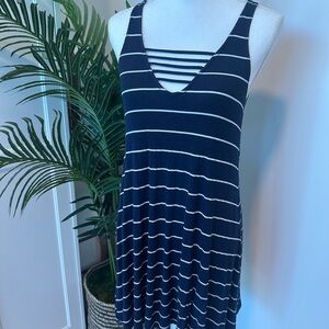 Socialite Navy and White Striped Sleeveless Dress